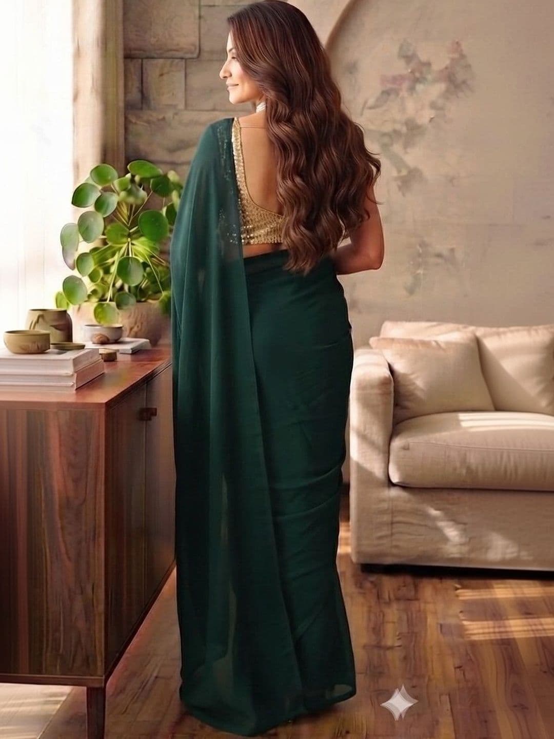HERE&NOW Poly Georgette Saree thumbnail 3