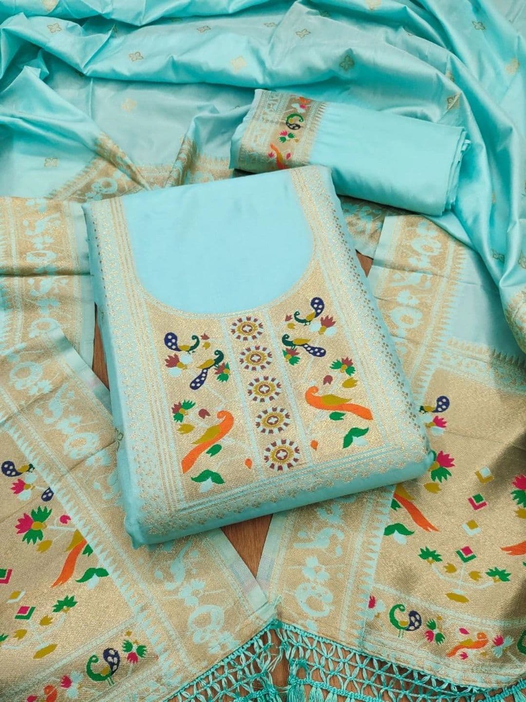 KALINI Pure Silk Unstitched Dress Material - view 1