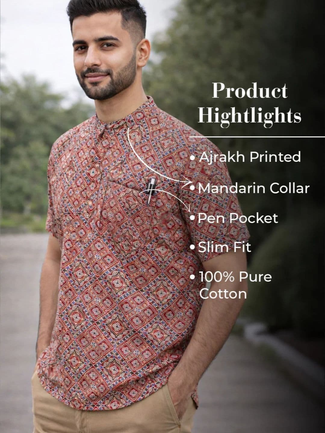 Avishya Men Floral Printed Handloom Kurta thumbnail 4