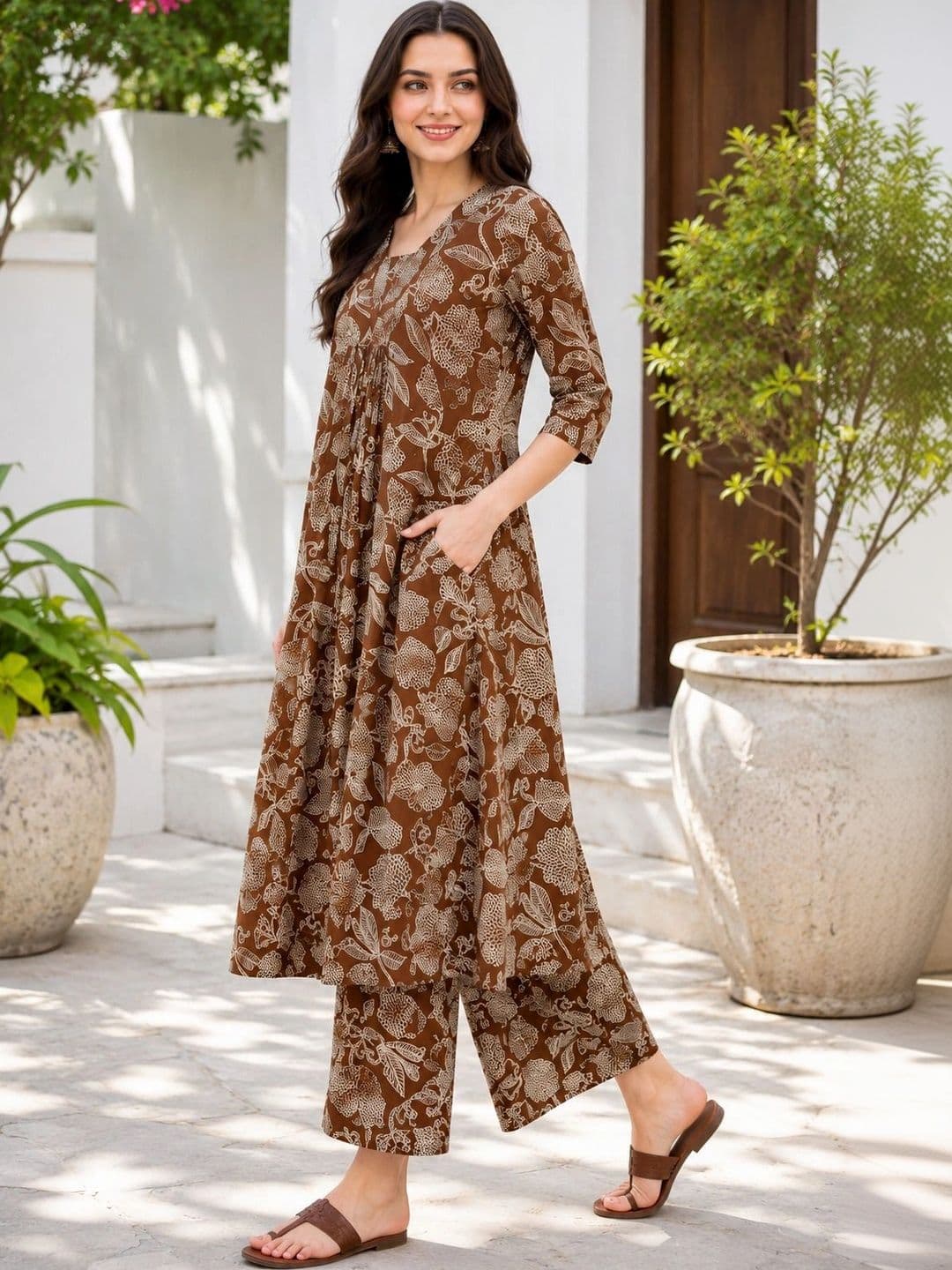 DSK STUDIO Women Floral Printed Empire Kurta with Palazzos thumbnail 3