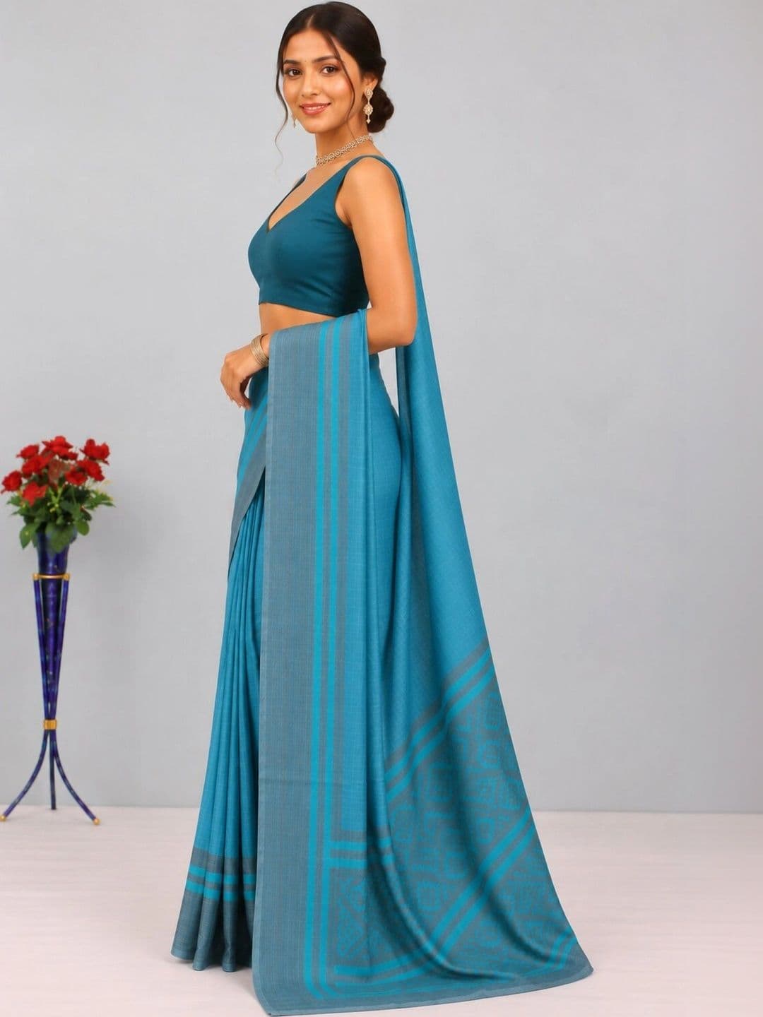 Anouk Striped Art Silk Designer Saree thumbnail 2