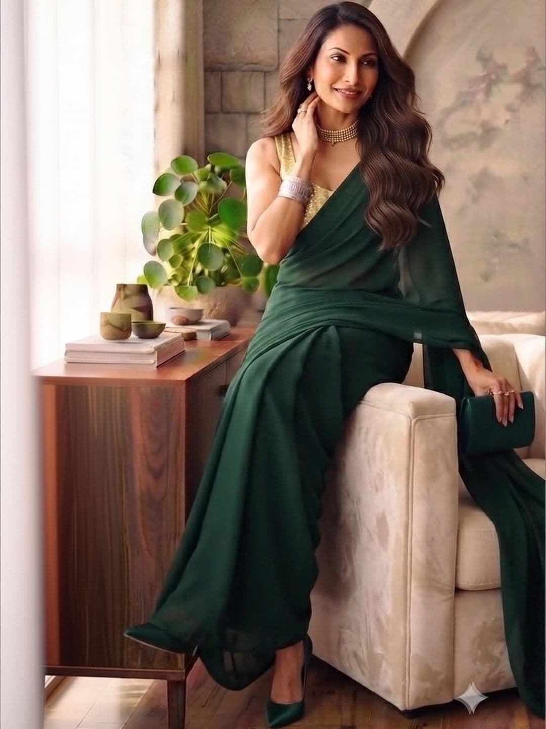 HERE&NOW Poly Georgette Saree thumbnail 2