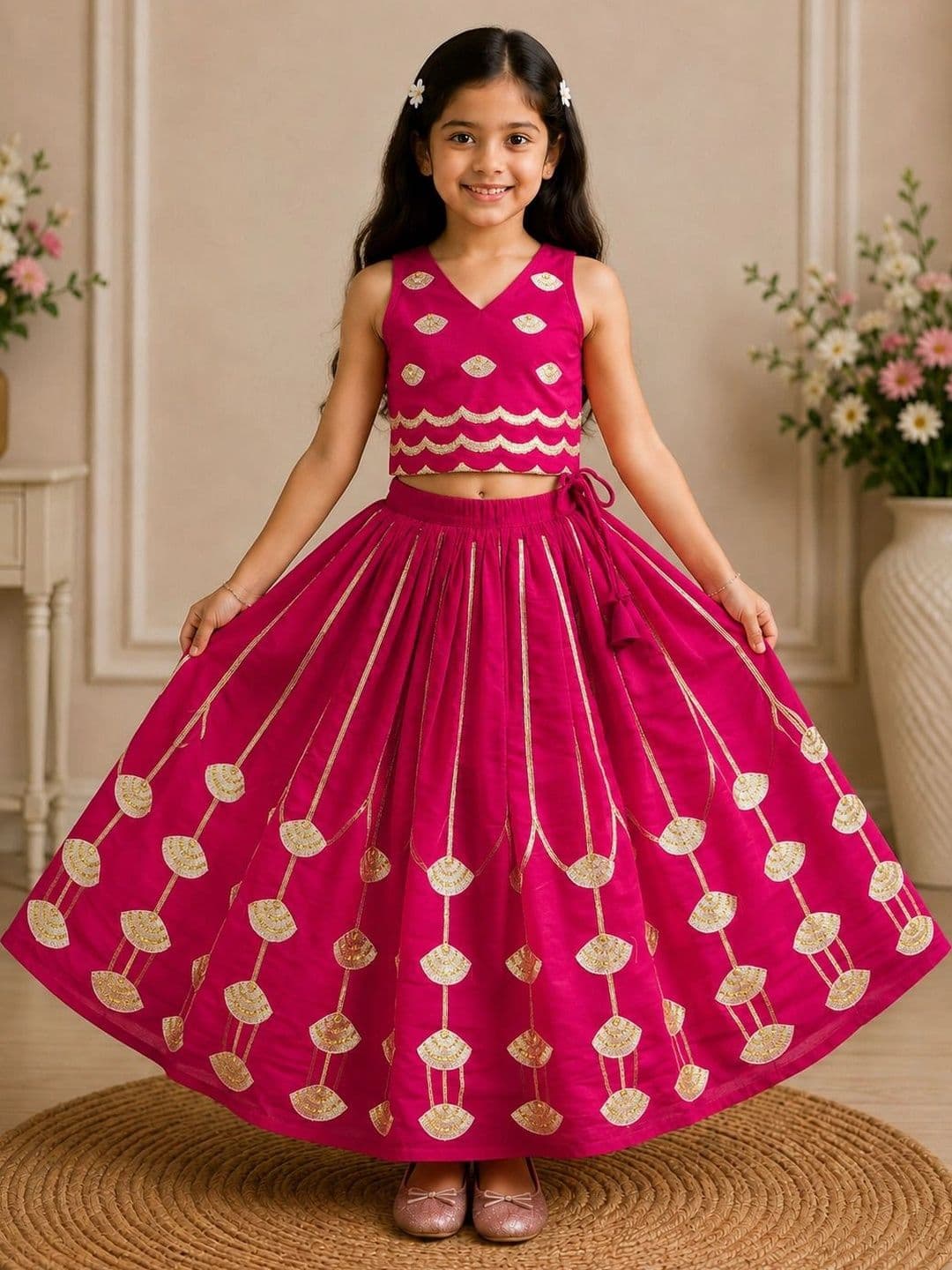 KALINI Girls Embellished Sequinned Ready to Wear Lehenga & - view 1