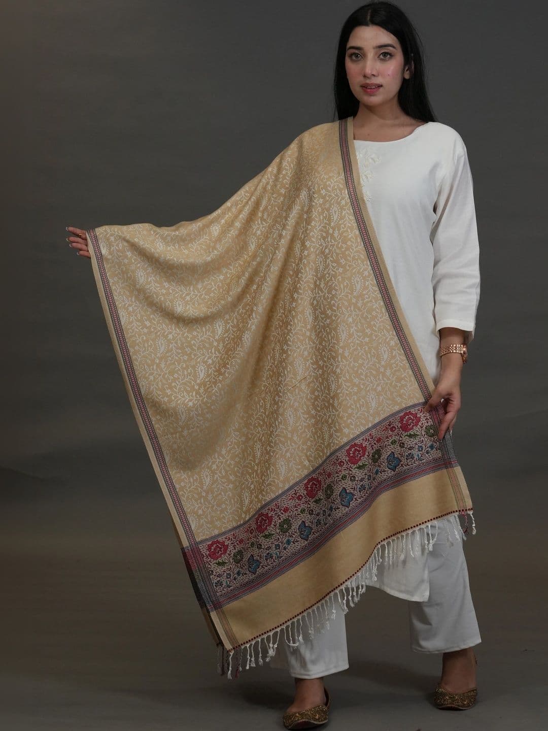 S.T. Women Botanical Printed Acrylic Shawl - view 1