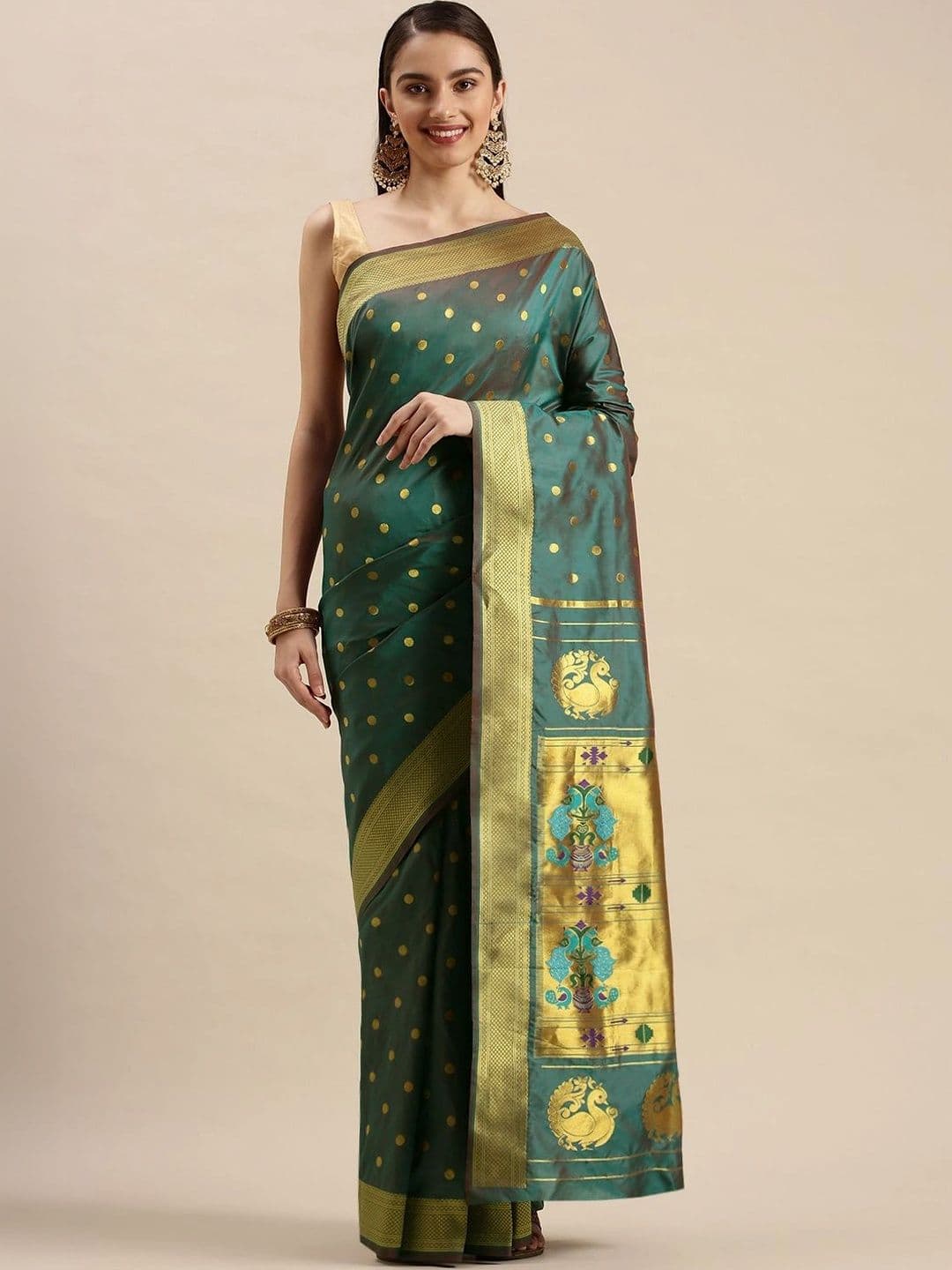 KALINI Women Woven Design Zari Art Silk Paithani Saree - view 1