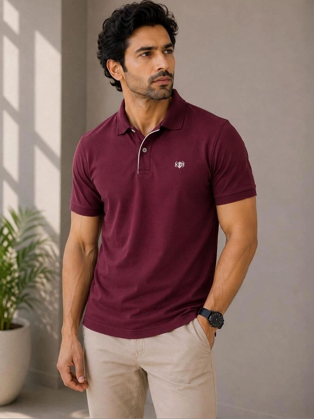 VELDEER Men Brand Logo Polo Collar T-shirt - view 1