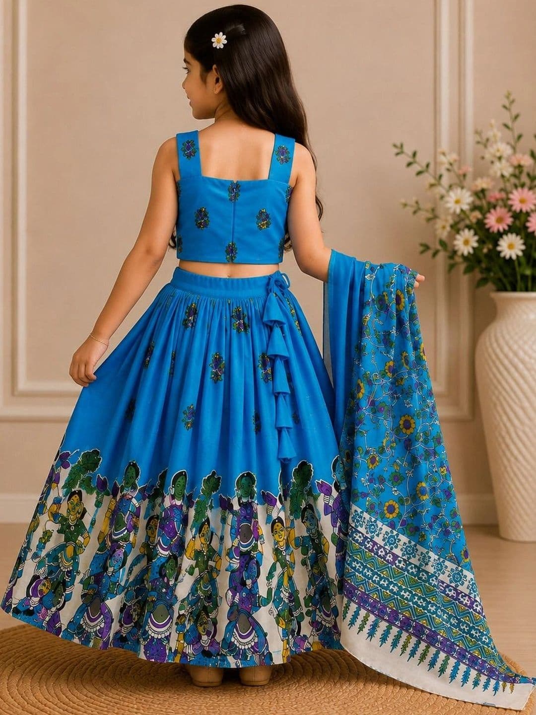 KALINI Girls Printed Ready to Wear Lehenga & Blouse With Dupatta thumbnail 5