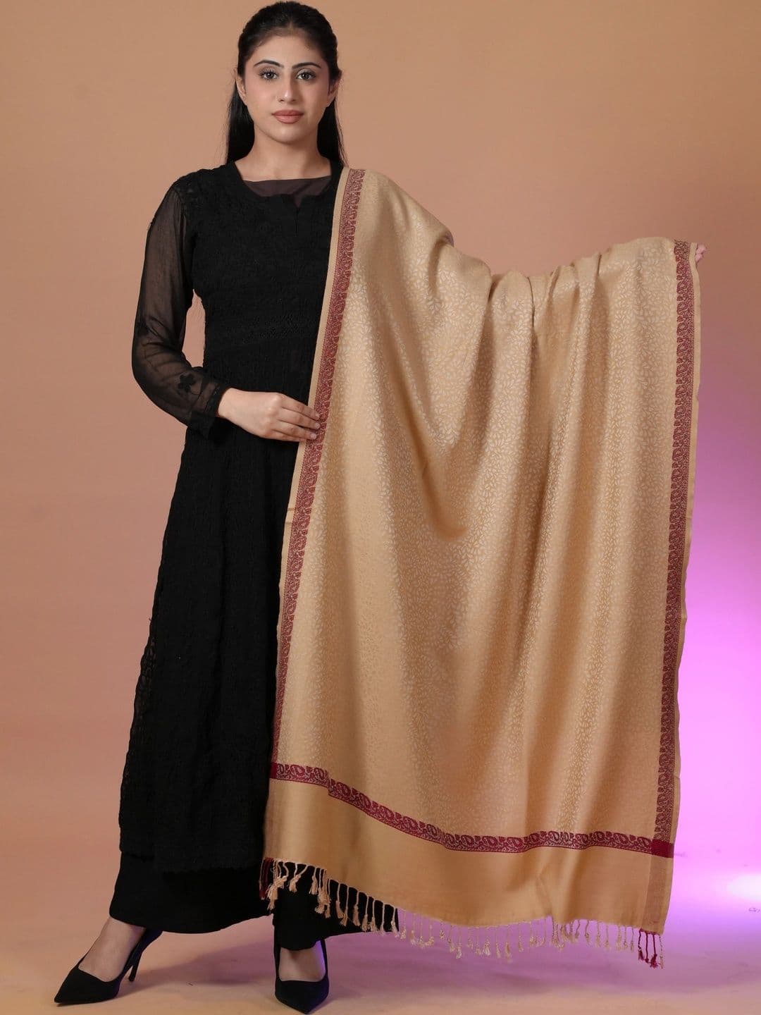 S.T. Women Woven Design Acrylic Shawl - view 1