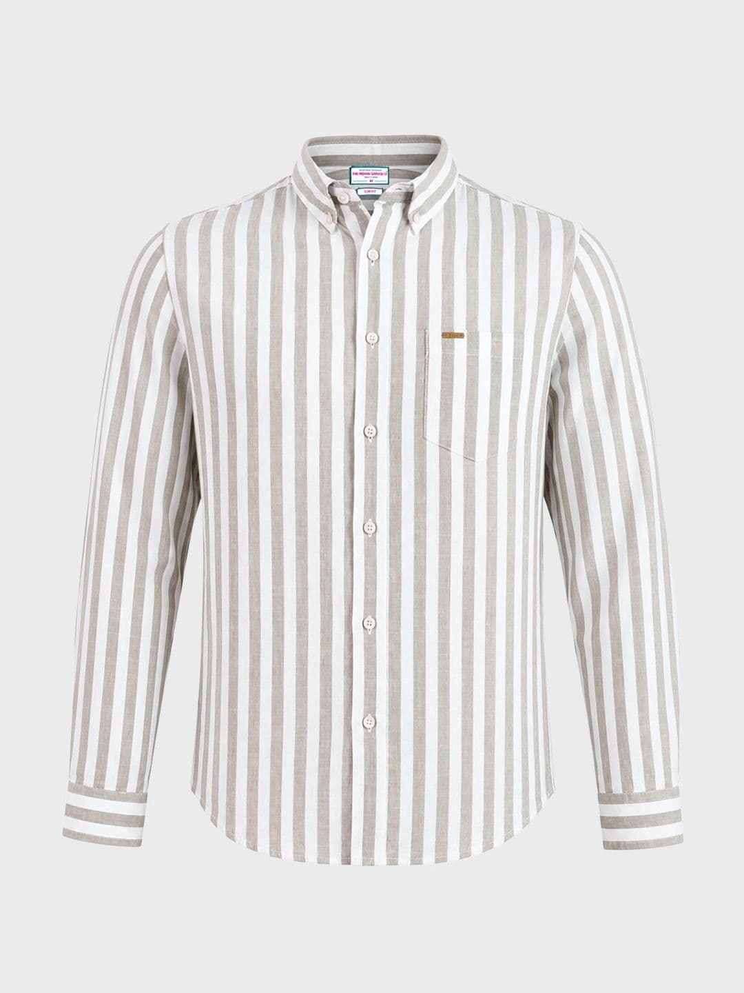 The Indian Garage Co Men Slim Fit Striped Casual Shirt thumbnail 2
