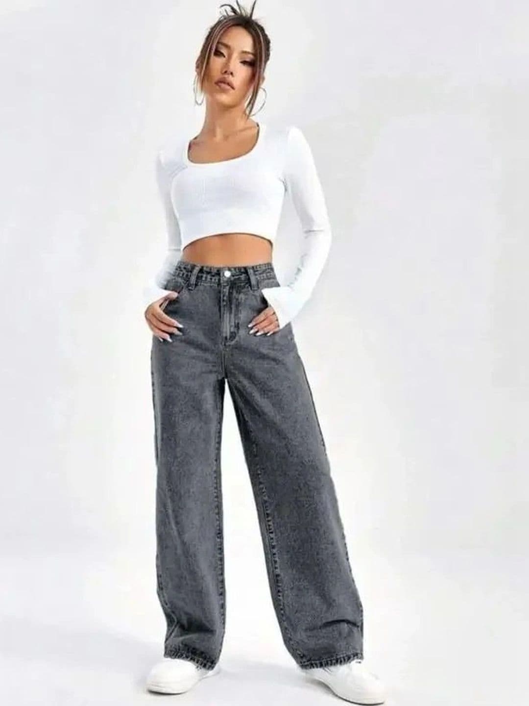 Mast & Harbour Women Comfort Wide Leg High-Rise Stretchable Jeans thumbnail 3