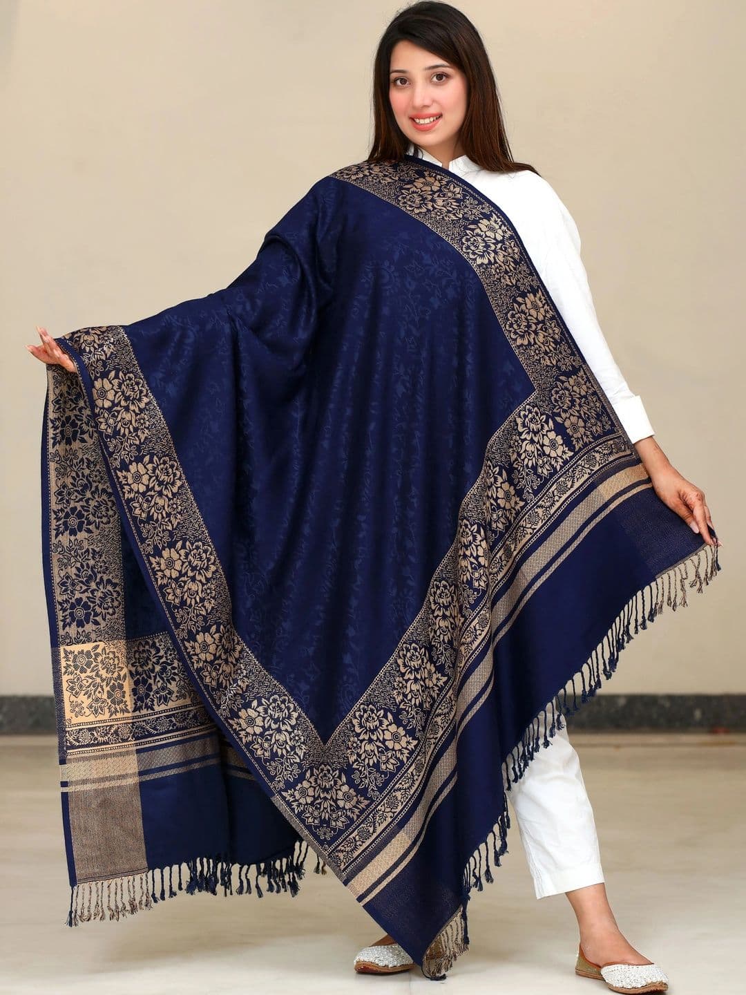 S.T. Women Ethnic Motifs Woven Design Acrylic Shawl - view 1