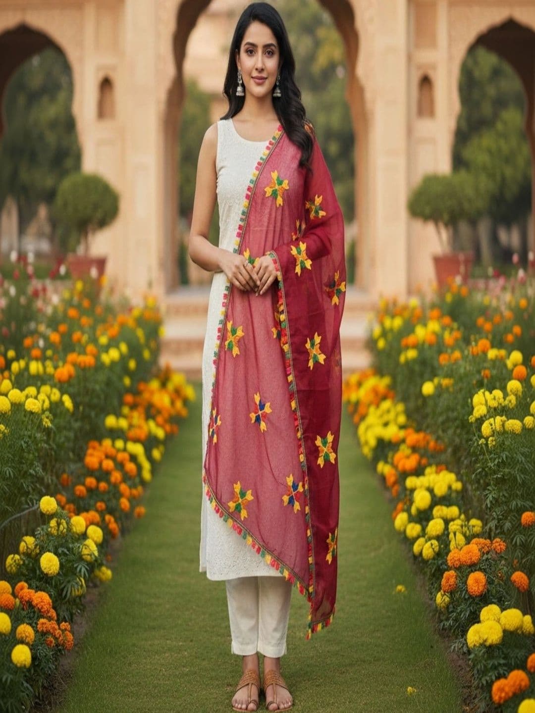 IVAARA Embroidered Dupatta with Thread Work thumbnail 3