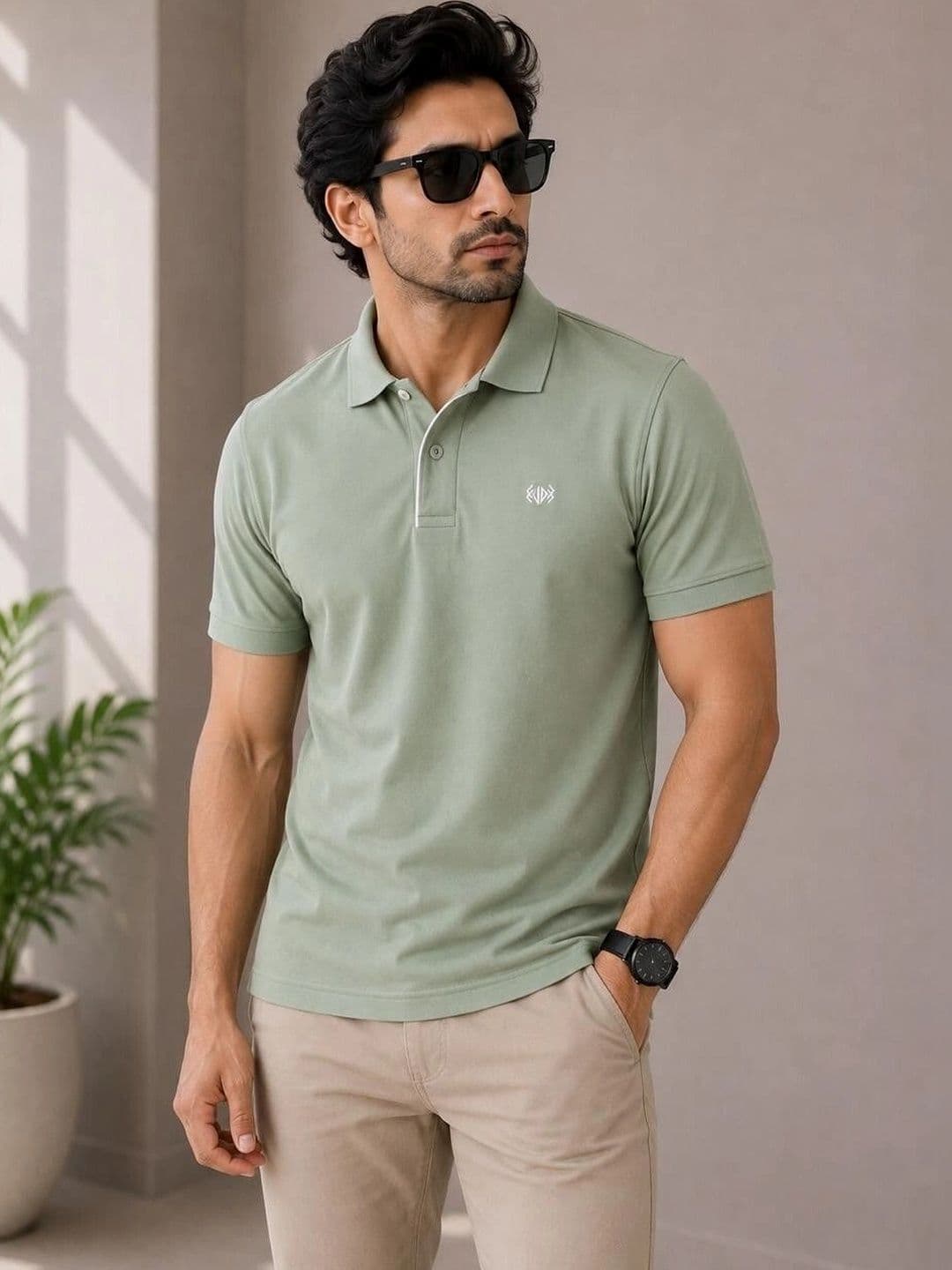 VELDEER Men Brand Logo Polo Collar T-shirt - view 1