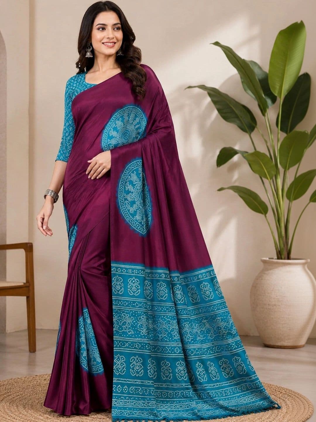 Anouk Bandhani Art Silk Designer Saree - view 1