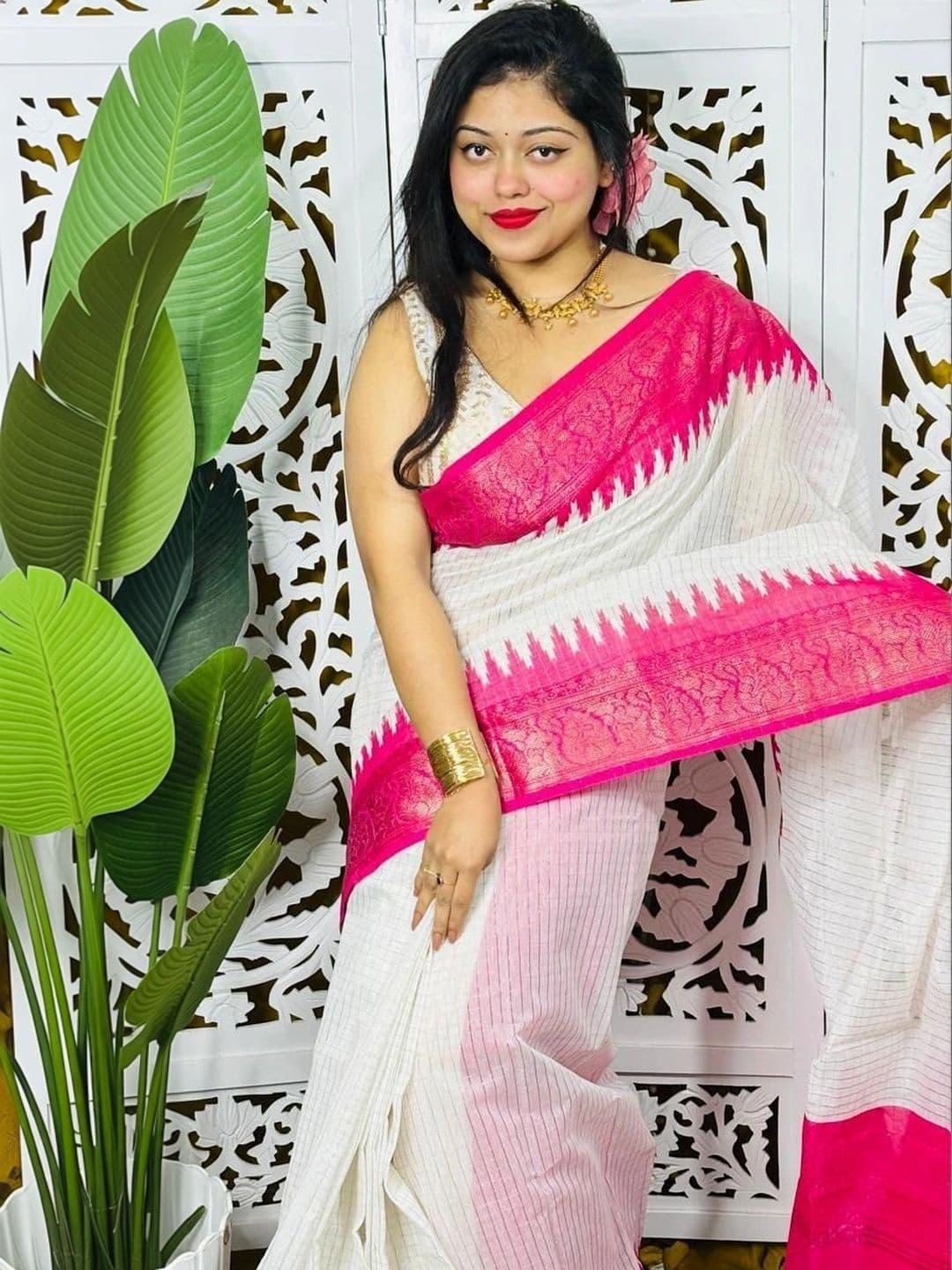 ACHOL Woven Design Zari Pure Cotton Saree thumbnail 2