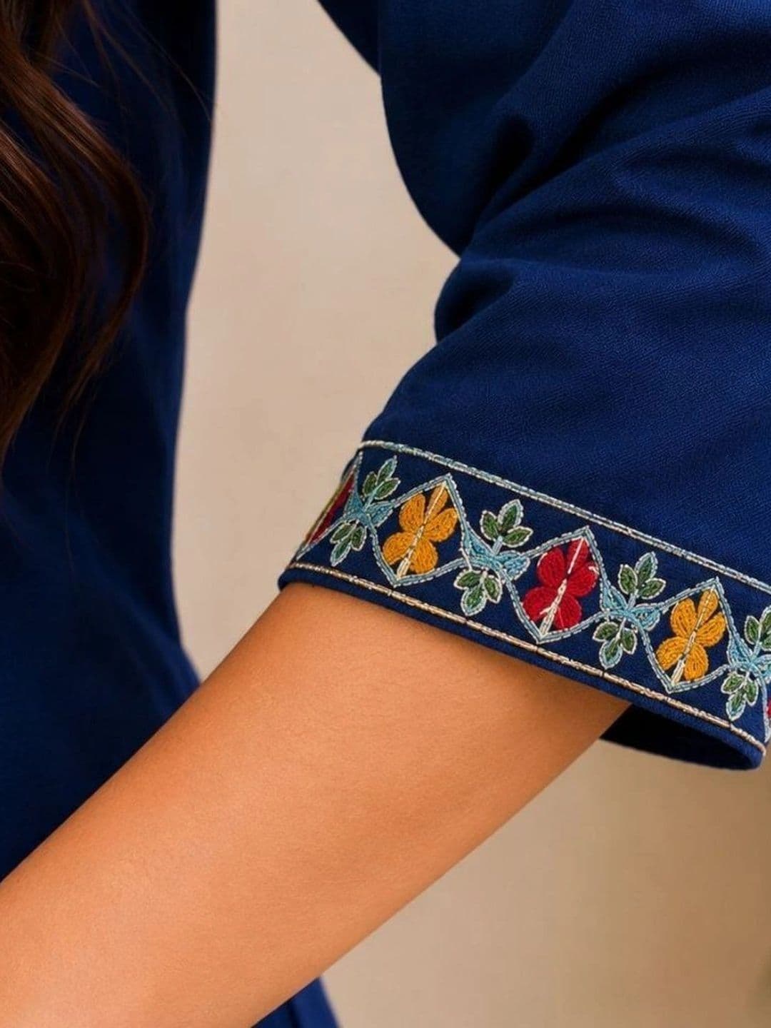 RAMRUT Women Ethnic Motifs Embroidered Regular Thread Work Kurta with Patiala thumbnail 2