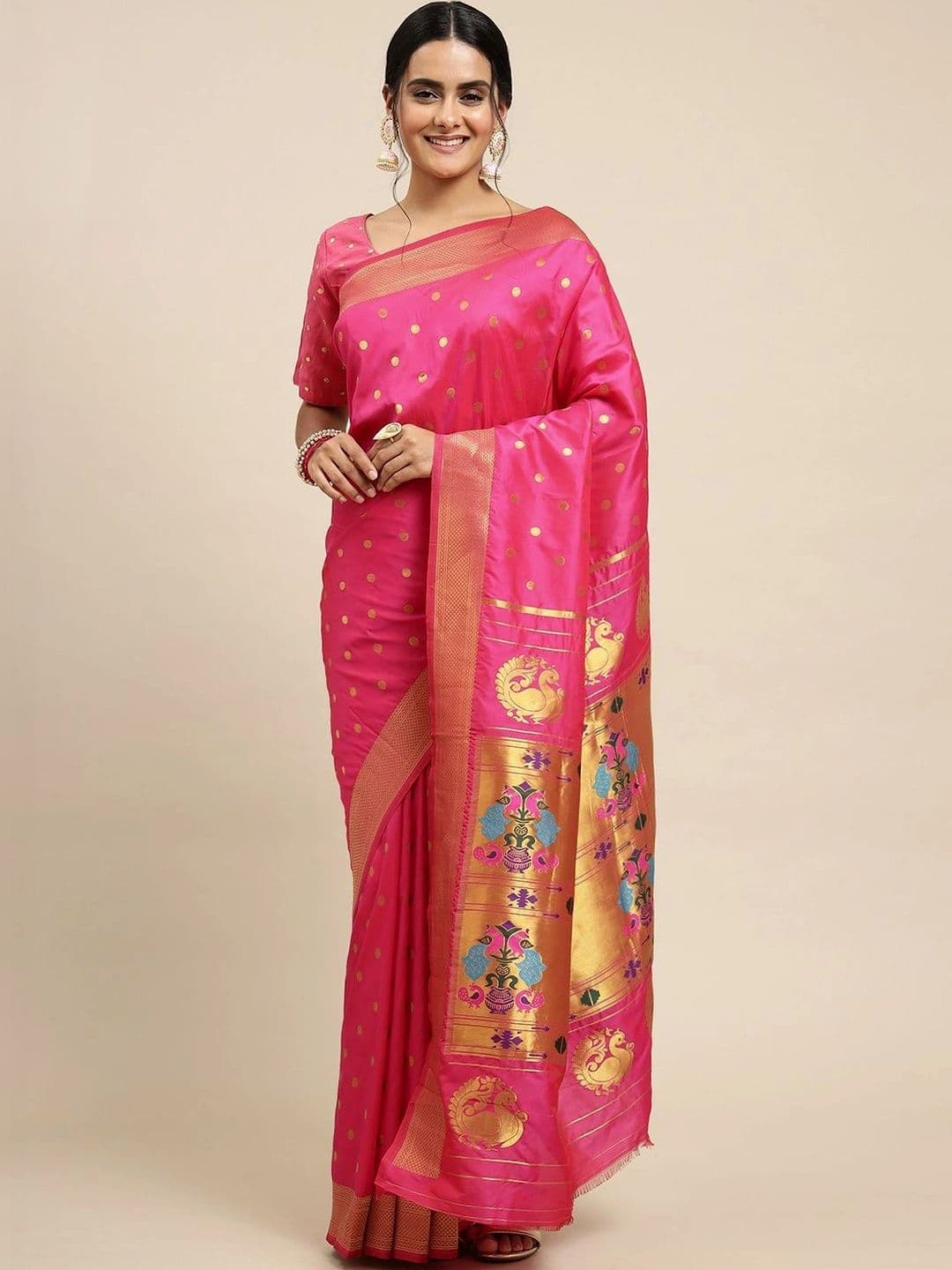 KALINI Women Woven Design Zari Art Silk Paithani Saree - view 1