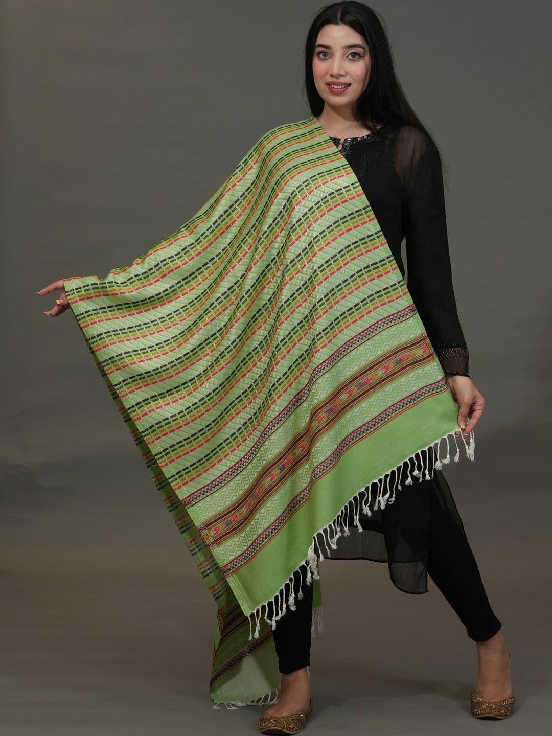 SHIFNEEN Women Geometric Woven Design Acrylic Shawl - view 1