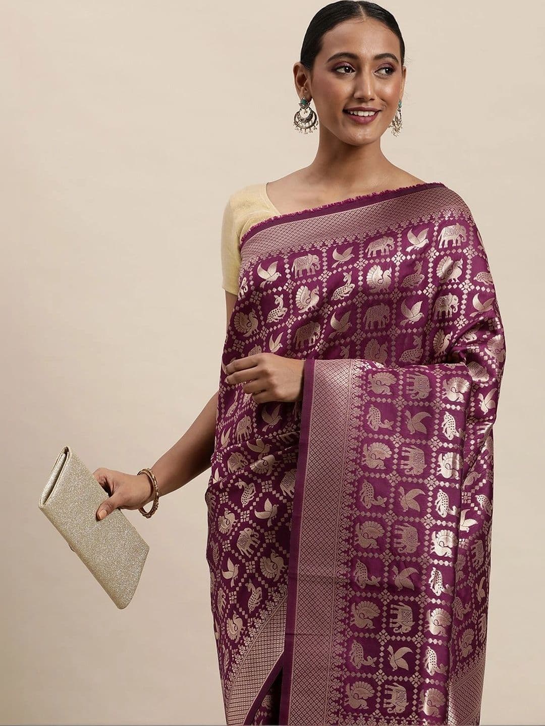 KALINI Women Woven Design Zari Art Silk Banarasi Saree thumbnail 4