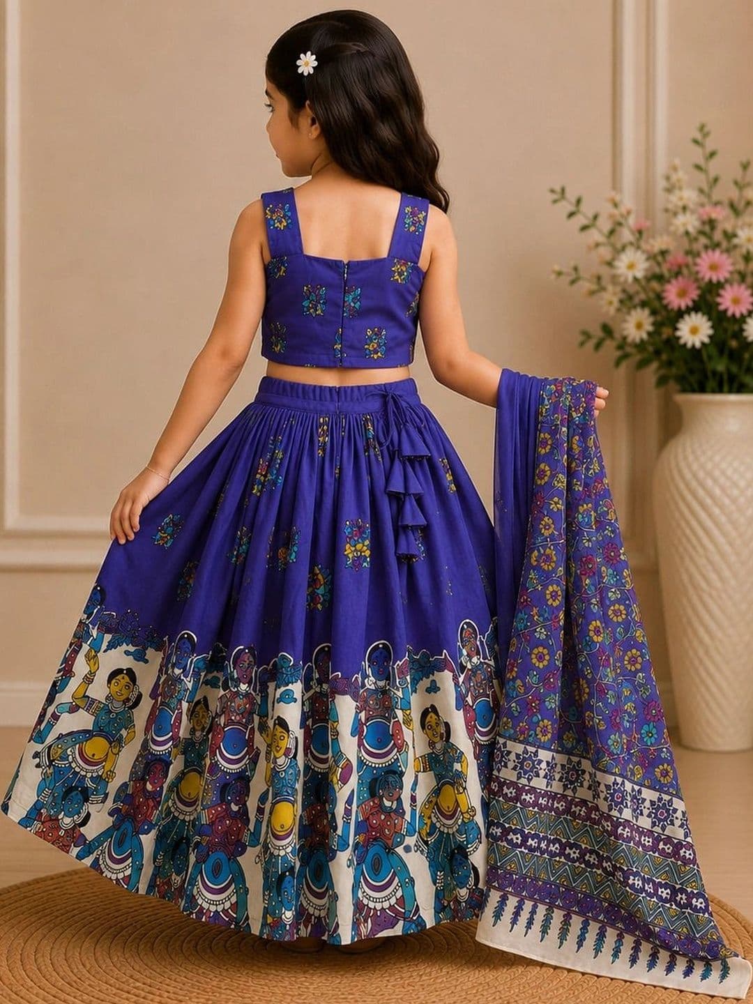 KALINI Girls Printed Ready to Wear Lehenga & Blouse With Dupatta thumbnail 6