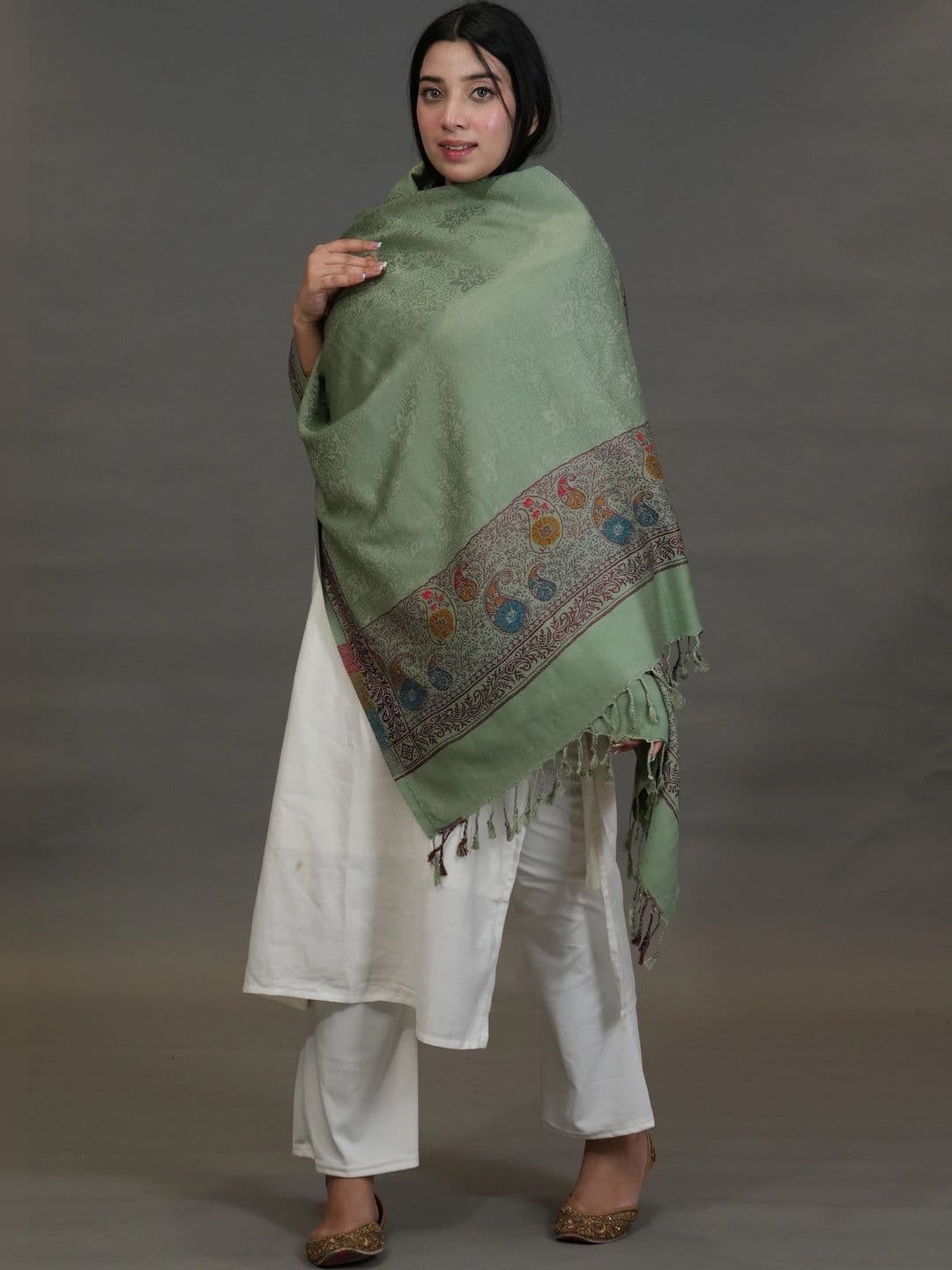 S.T. Women Ethnic Motifs Woven Design Acrylic Shawl thumbnail 4