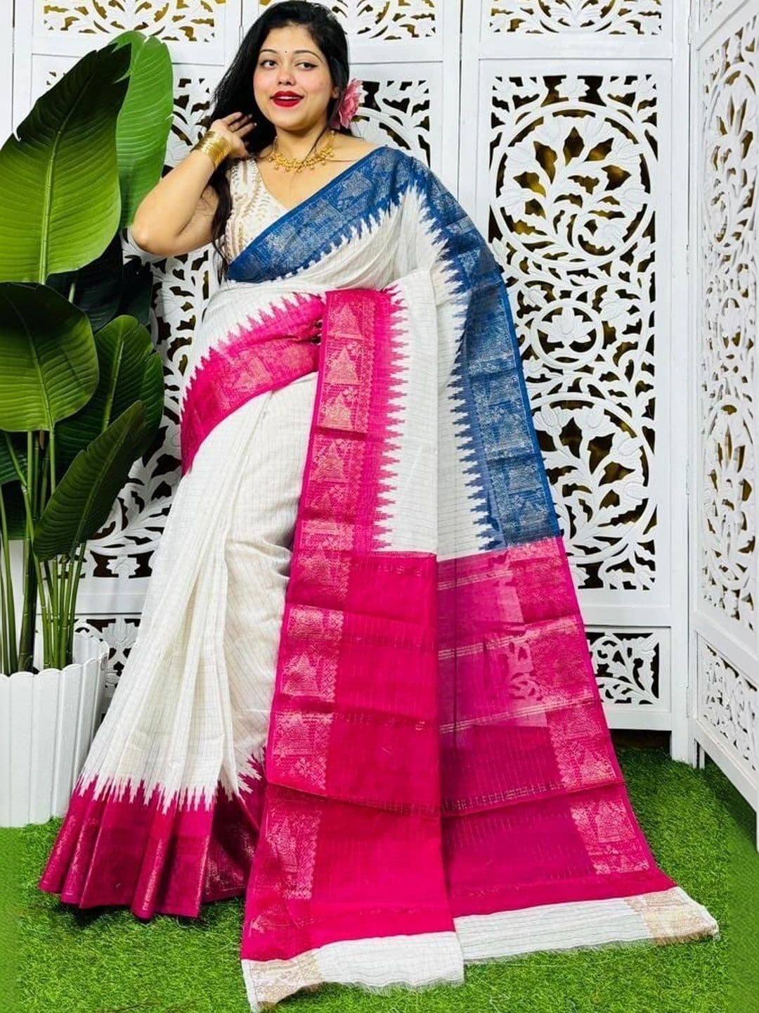 TWRIL Woven Design Zari Pure Cotton Saree - view 1
