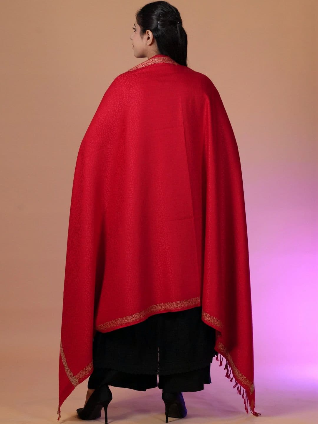 SHIFNEEN Women Woven Design Acrylic Shawl thumbnail 4