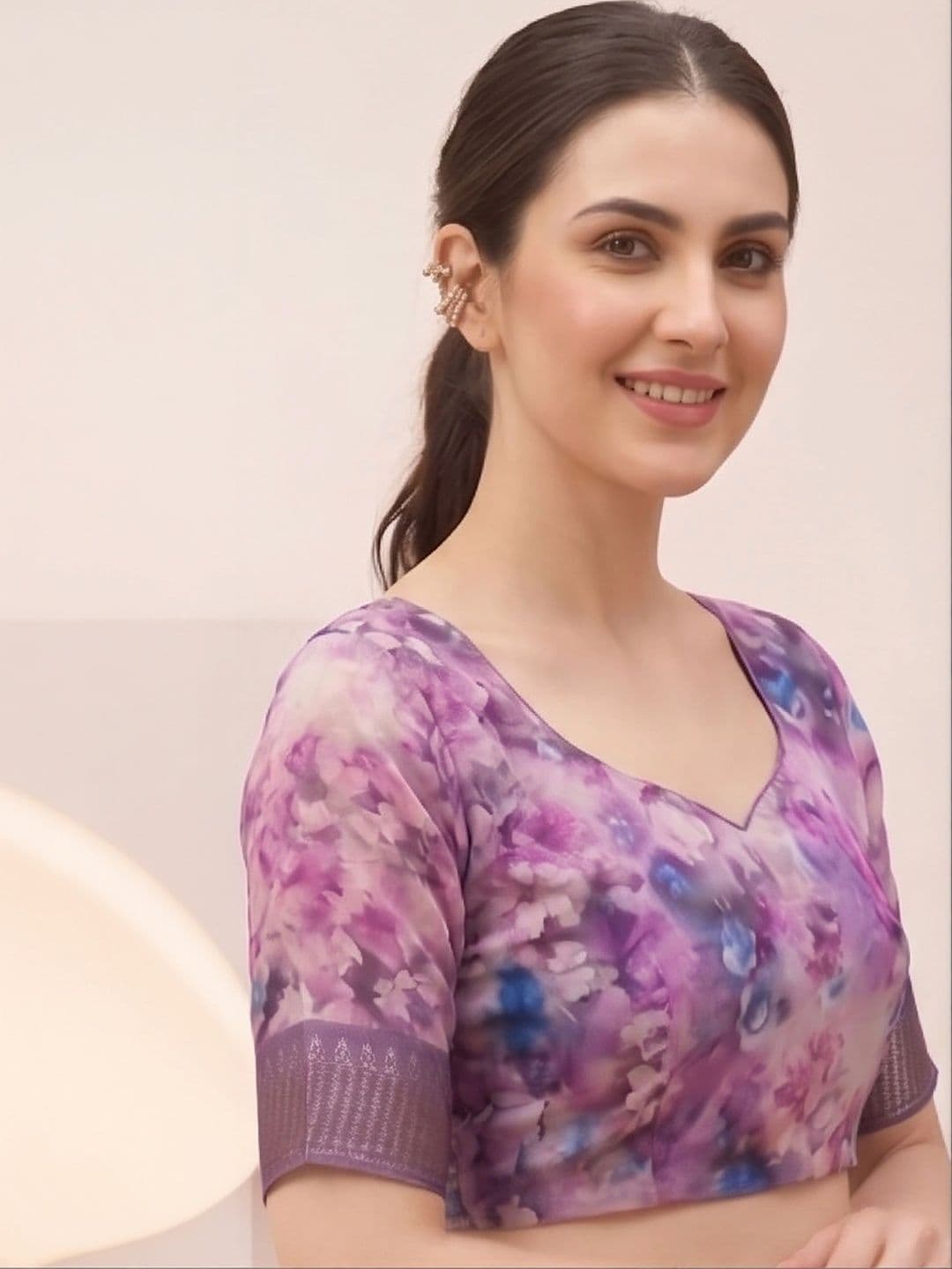 elora Linen Blend Fusion Saree thumbnail 4
