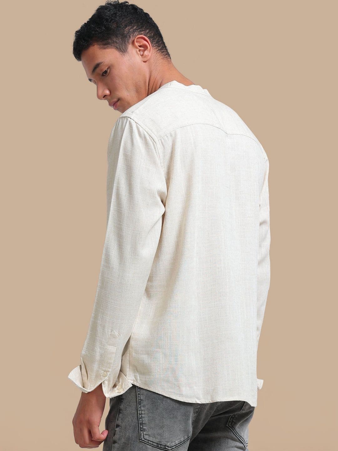 StitchX Men's Pure Cotton Mandarin Collar Kurta Shirt thumbnail 3