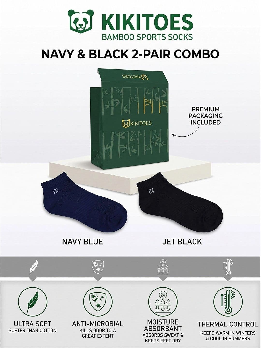Kikitoes Men Pack of 2 Assorted Above Ankle Socks thumbnail 6