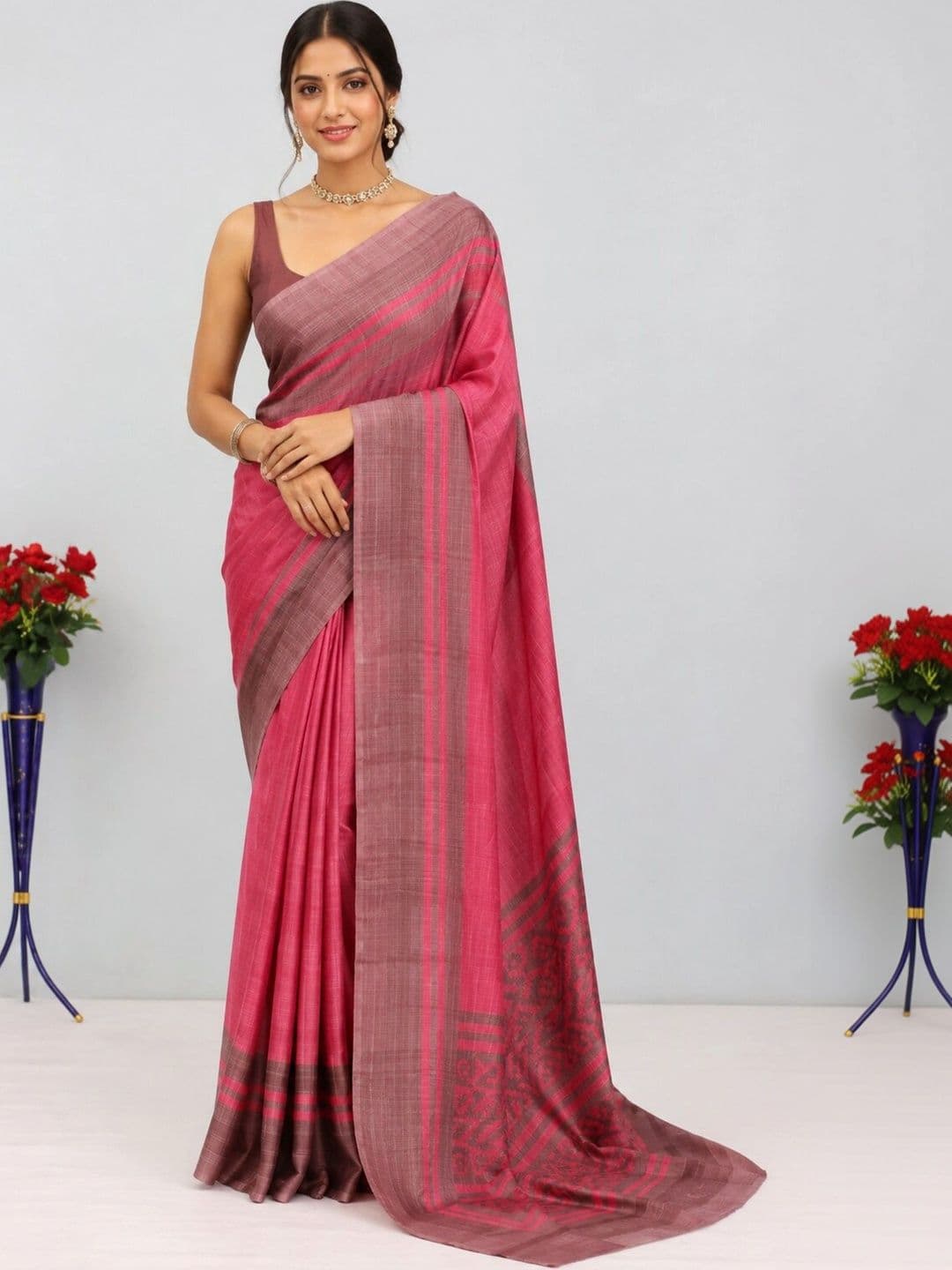 Anouk Striped Art Silk Designer Saree - view 1