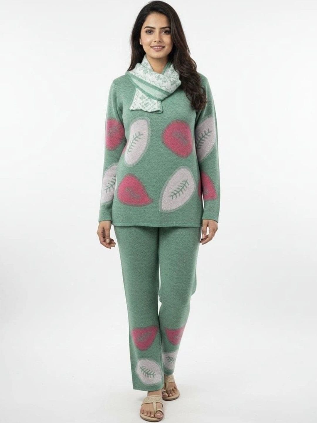 GAGRAT VASTRA Women Printed Regular Pure Wool Top with Trousers & With Dupatta thumbnail 3
