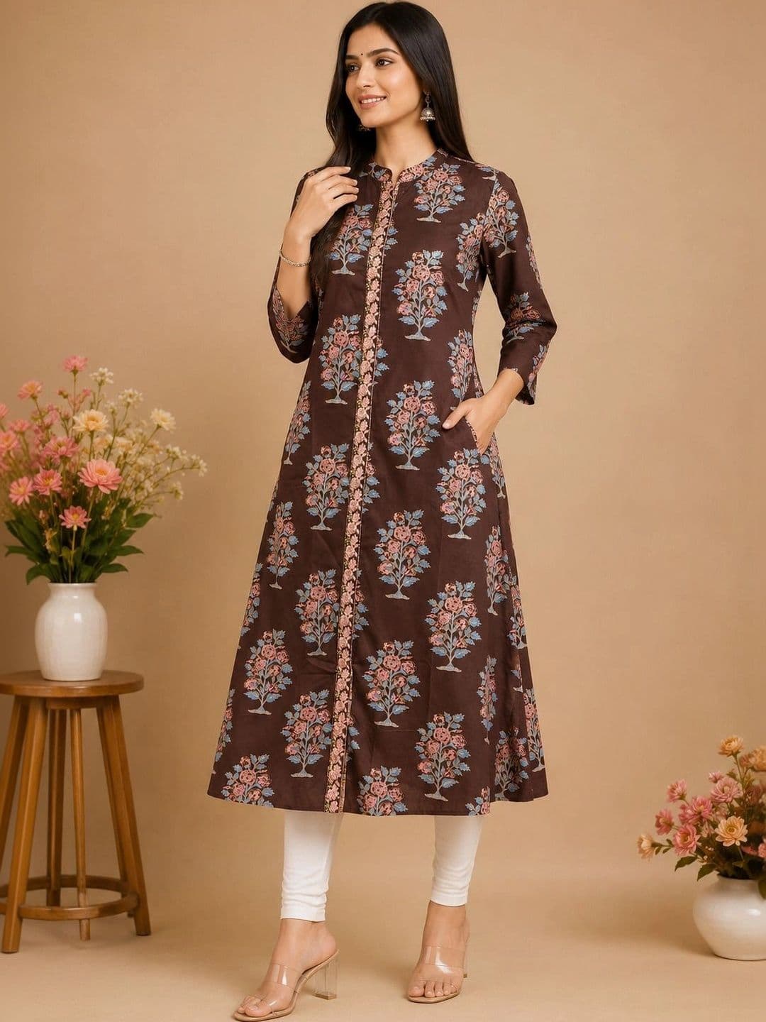 Araaha Women Floral Printed Thread Work Floral Kurta thumbnail 3