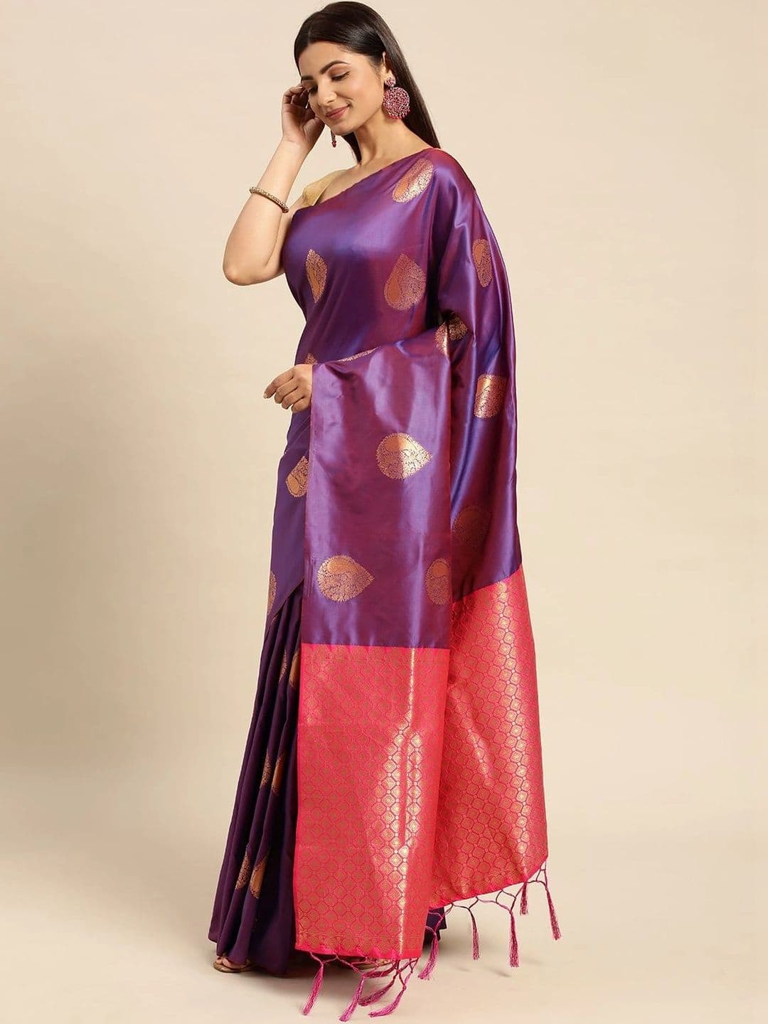 Dhaaga Ghar Paisley Zari Art Silk Banarasi Saree thumbnail 7
