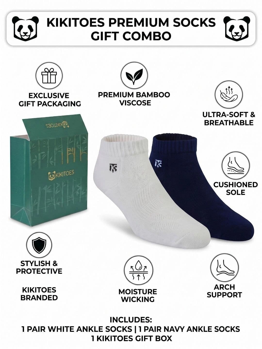 Kikitoes Men Pack of 2 Assorted Ankle Length Socks thumbnail 6