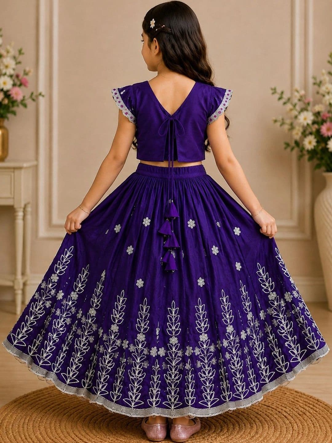 KALINI Girls Embroidered Thread Work Ready to Wear Lehenga & thumbnail 7