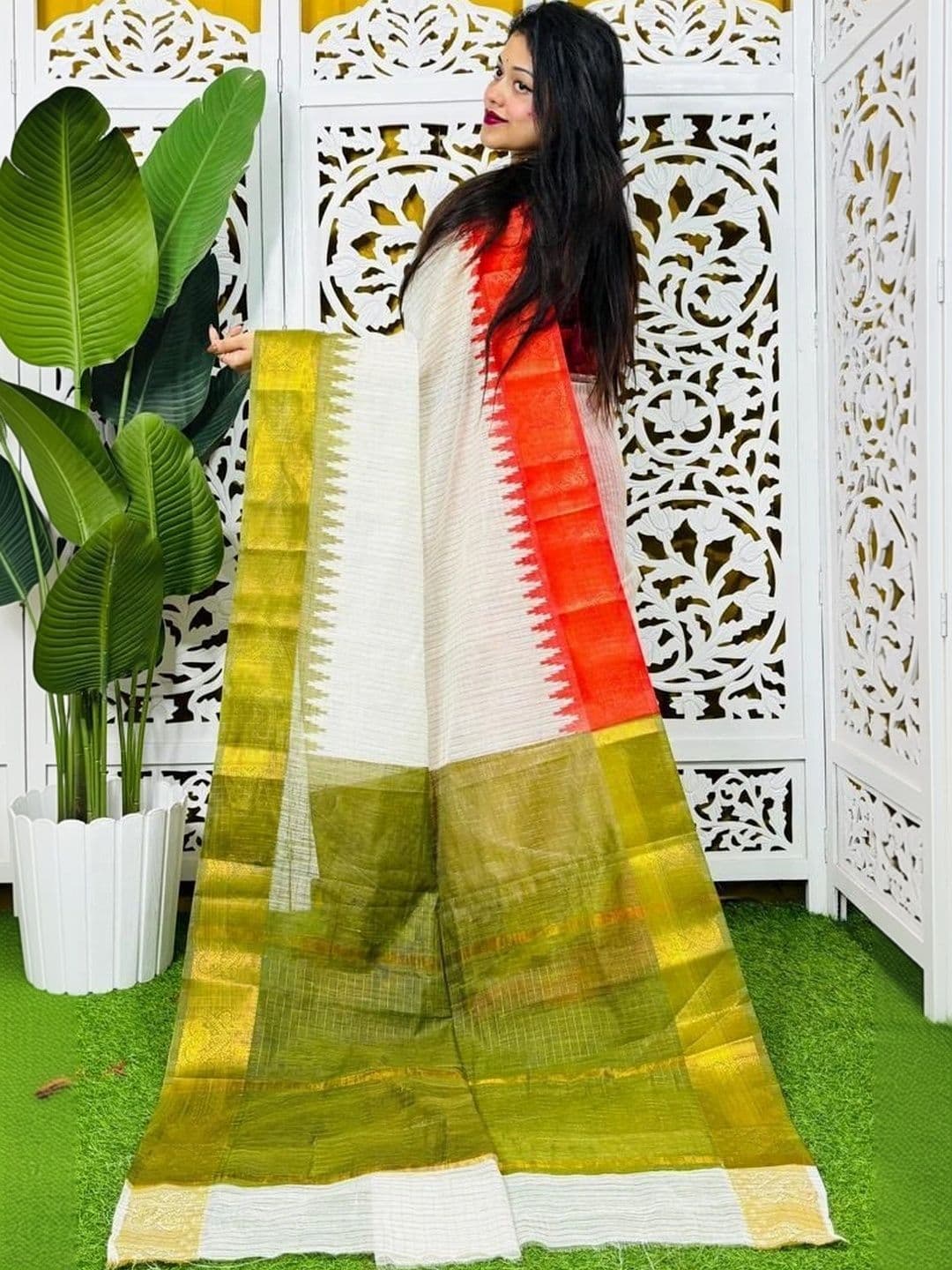TWRIL Zari Pure Cotton Saree thumbnail 2
