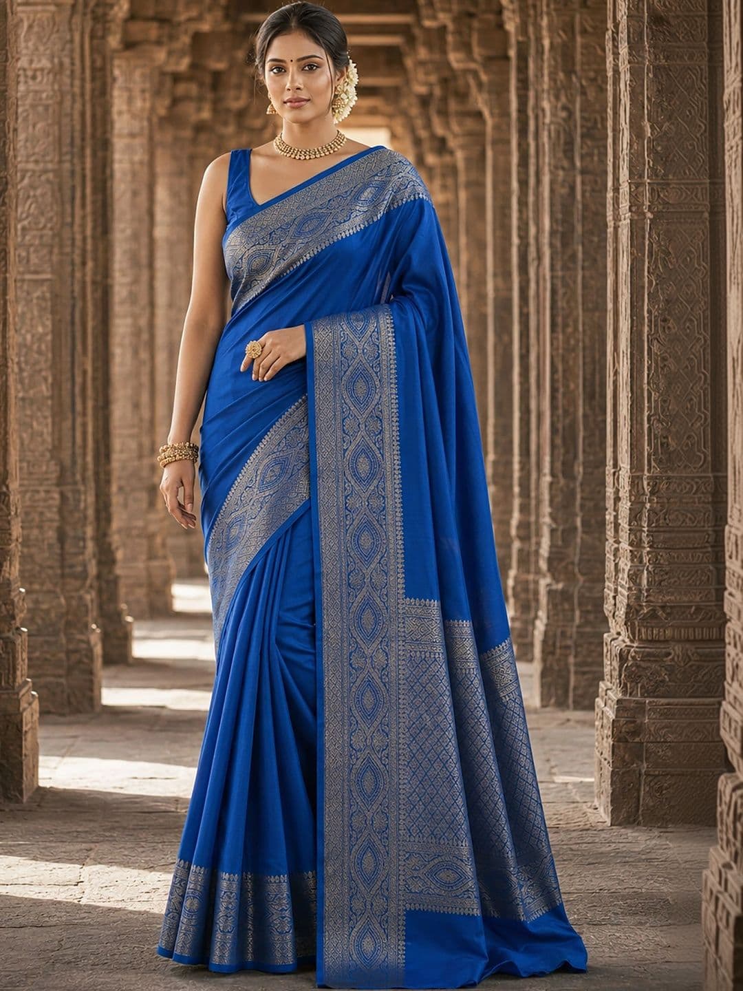 Mitera Woven Design Zari Silk Blend Designer Banarasi Saree - view 1