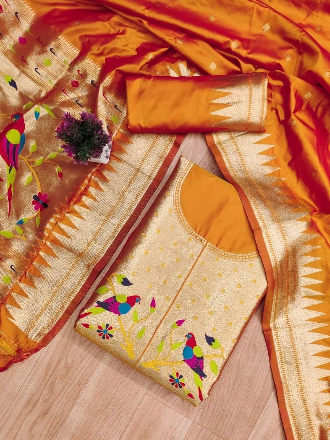 Dhaaga Ghar Pure Silk Unstitched Dress Material thumbnail 3