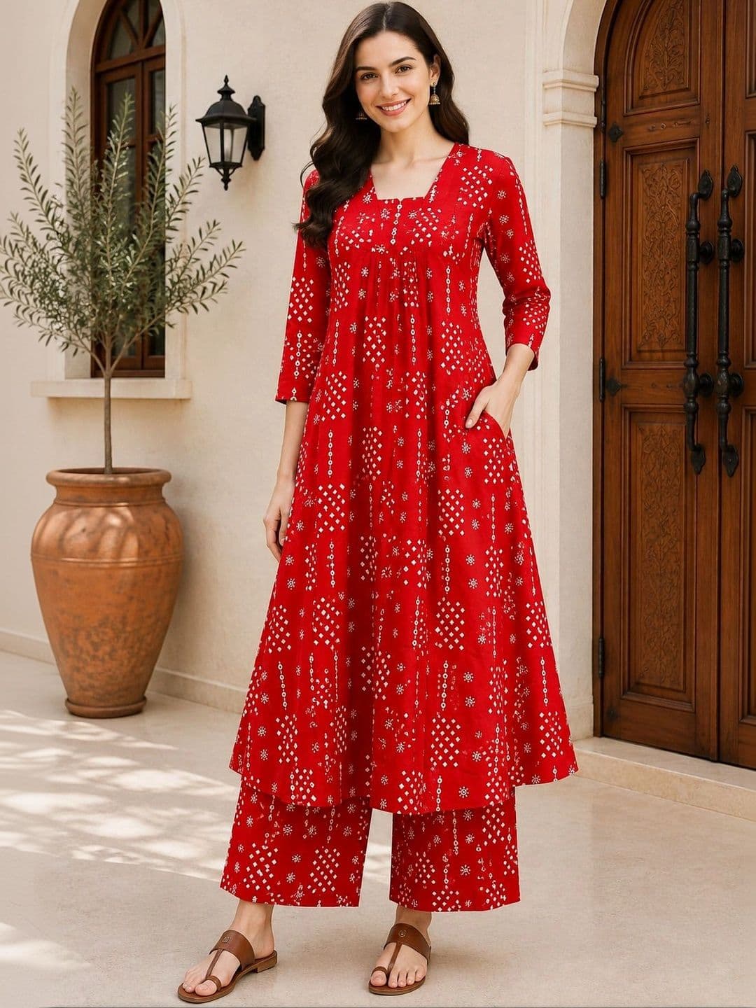 DSK STUDIO Women Ethnic Motifs Printed Empire Kurta with Palazzos thumbnail 2