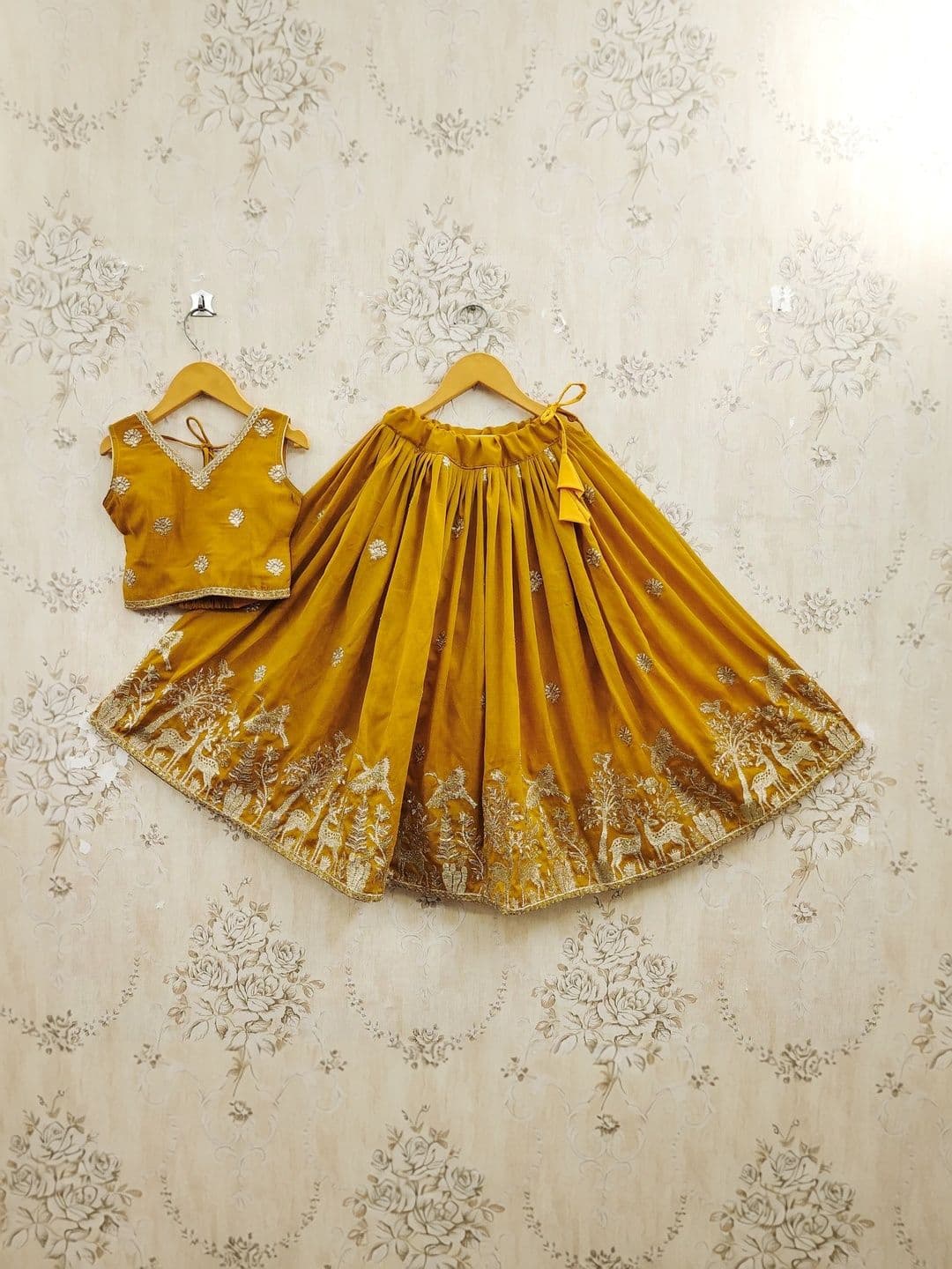 KALINI Girls Embellished Thread Work Ready to Wear Lehenga & thumbnail 6