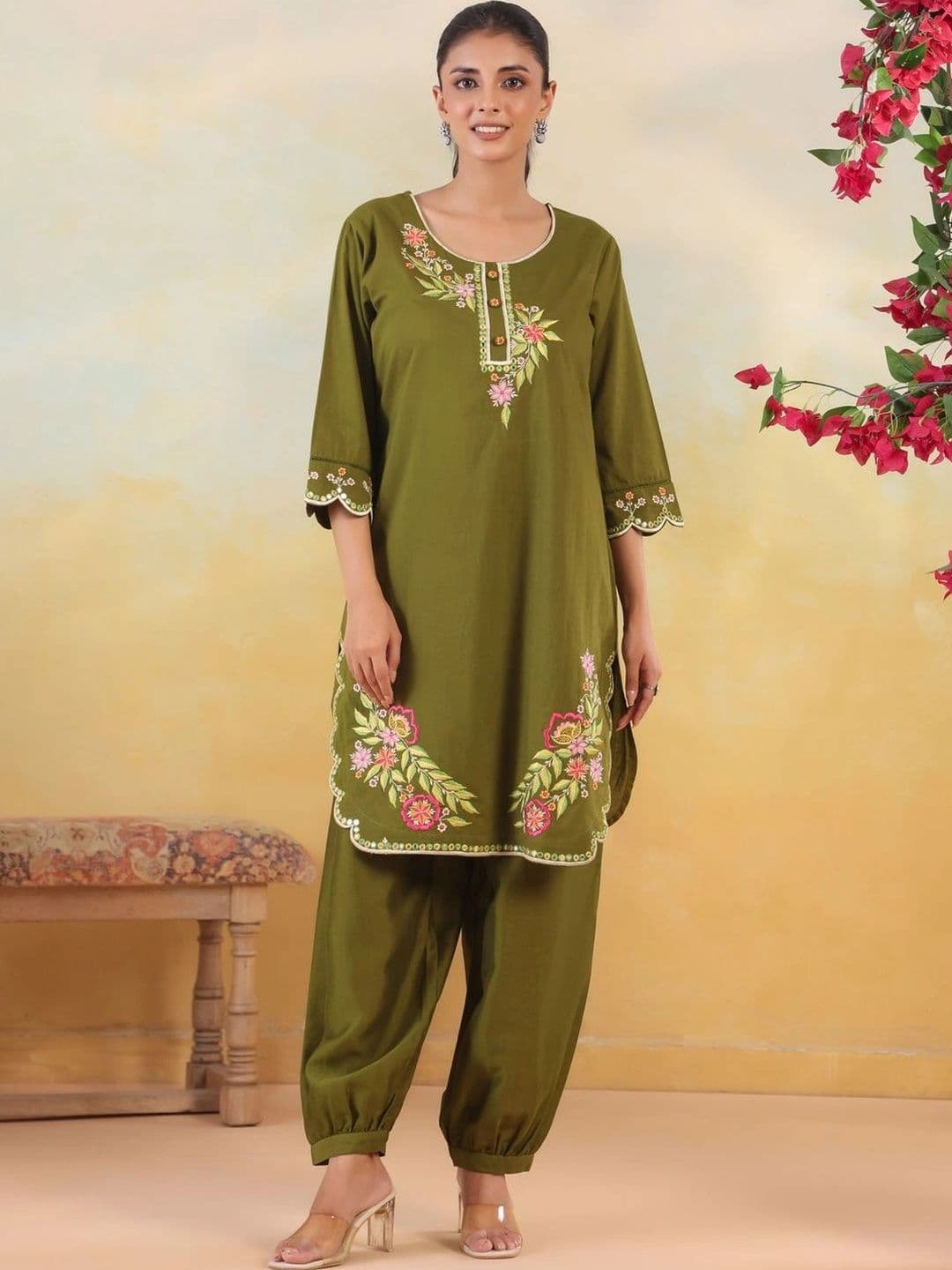 JAIPUR KURTI LUXE Women Knitted Ethnic Palazzos thumbnail 5