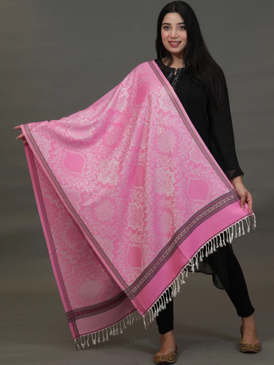 S.T. Women Ethnic Motifs Woven Design Acrylic Shawl - view 1