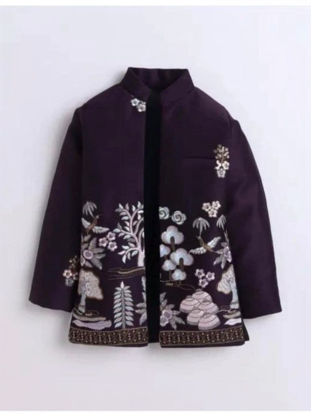 ELITE TRENDZZ Boys Embroidered Mandarin Collar Sherwani thumbnail 2