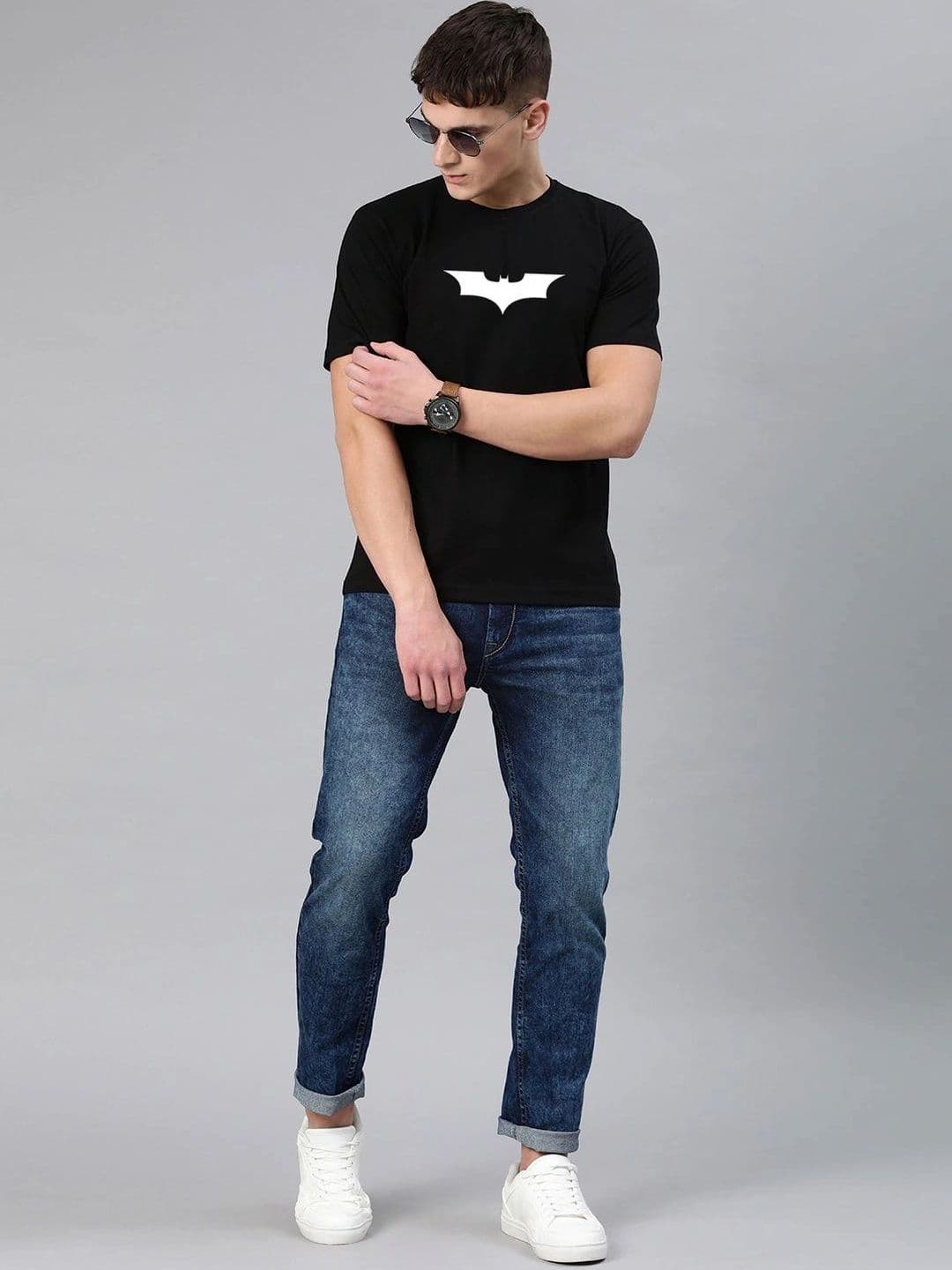 Moda Rapido X Organic Chics Men Batman Printed Bio Finish T-shirt thumbnail 4