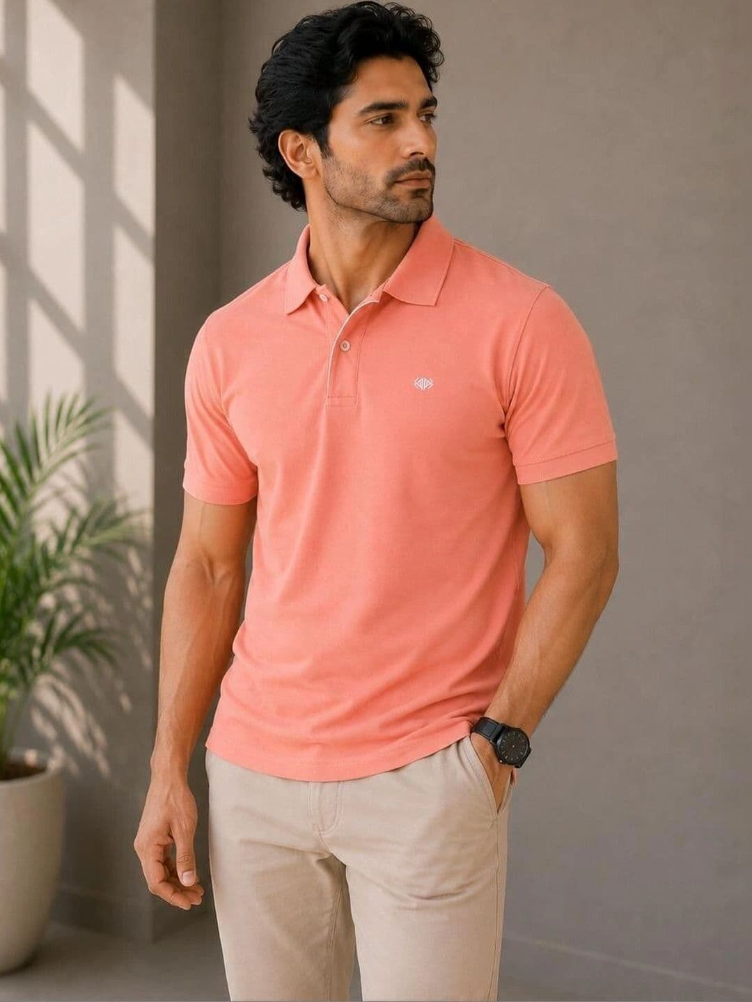 VELDEER Men Brand Logo Polo Collar T-shirt thumbnail 3
