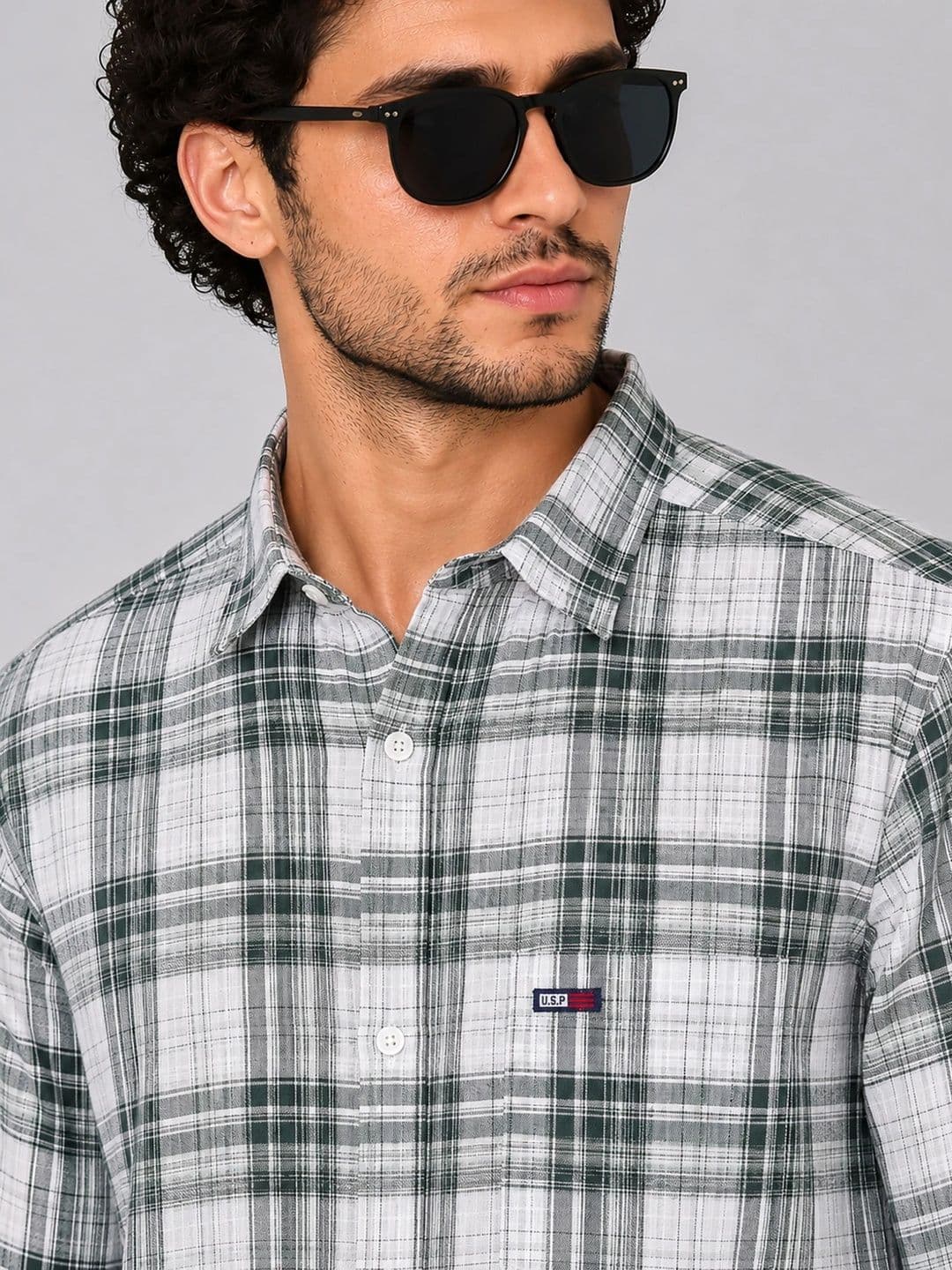 U.S. PITCHERS Men Modern Slim Fit Tartan Checks Checked Casual Shirt thumbnail 3
