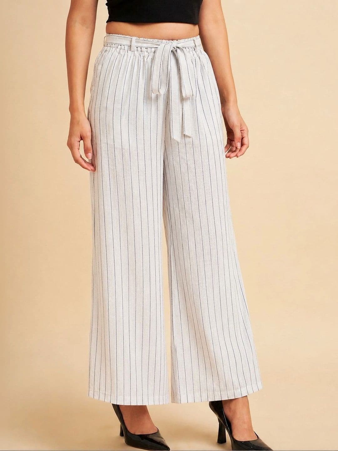 Azira Women Striped Palazzos thumbnail 3