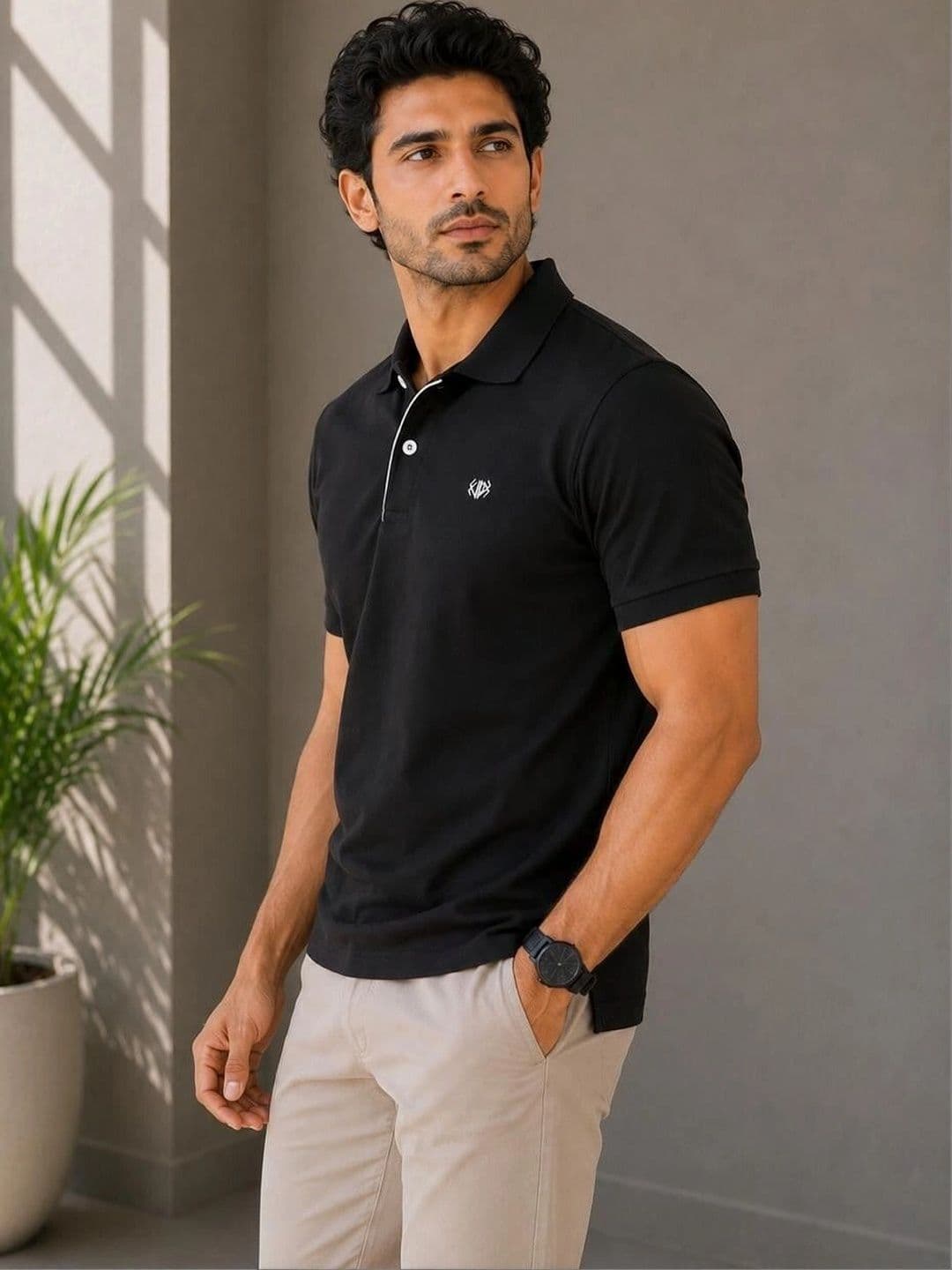 VELDEER Men Brand Logo Polo Collar T-shirt thumbnail 2