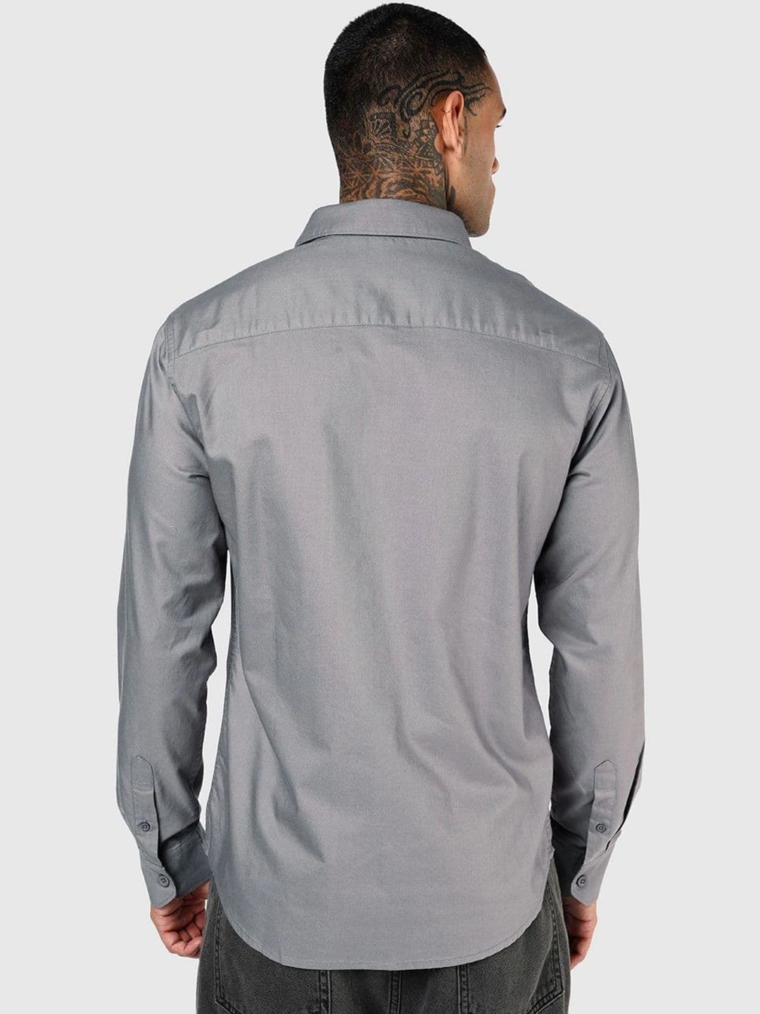Bewakoof Men's Grey Oxford Shirt thumbnail 4